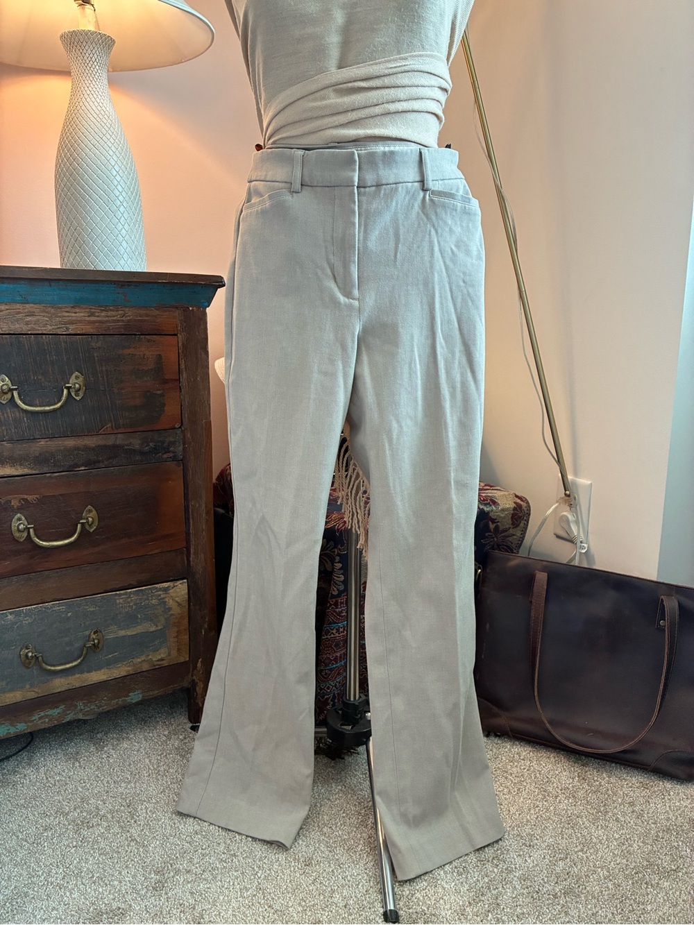 Express Columnist Beige Stretch Barely Boot Dress Pants Khaki Slacks